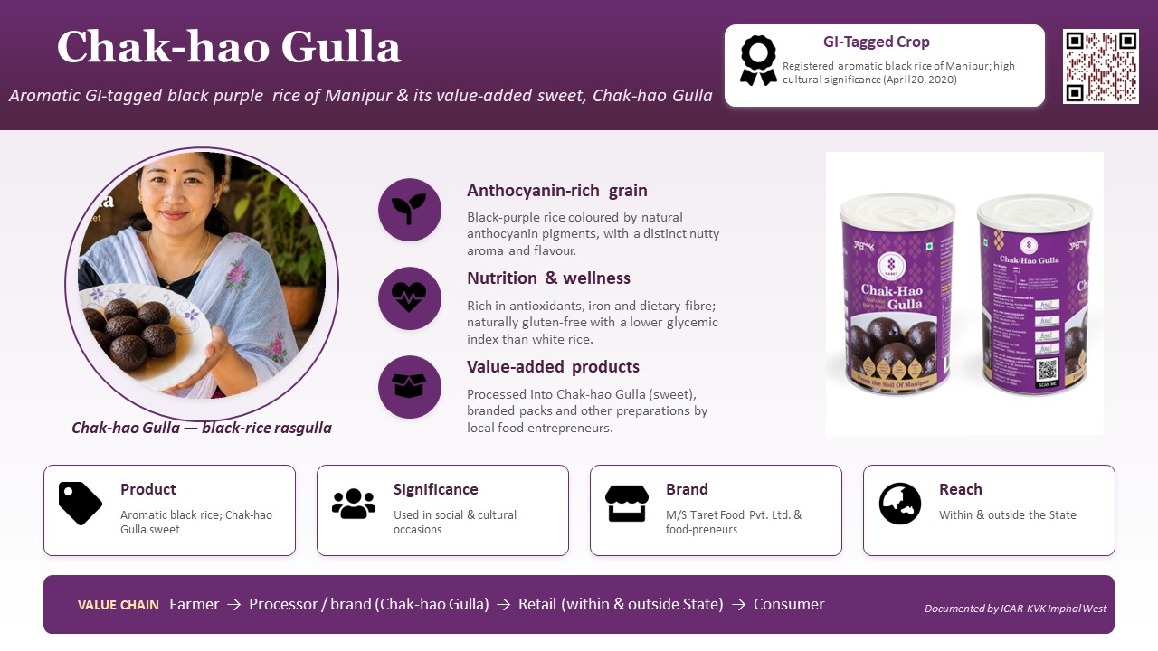 Product showcase of Aromatic GI-tagged black purple  rice of Manipur & its value-added sweet, Chak-hao Gulla at the 9th ASEAN India Ministerial Meeting on Agriculture and Forestry
