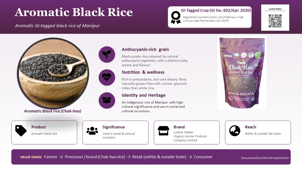 Product showcase of Aromatic GI-tagged black rice of Manipur at the 9th ASEAN India Ministerial Meeting on Agriculture and Forestry
